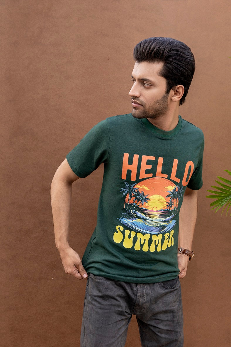 Hello Summer Green T-Shirt