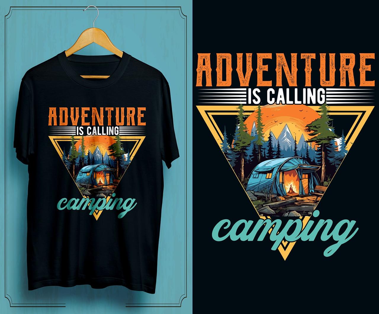 Adventure Camping Black T ShIrt